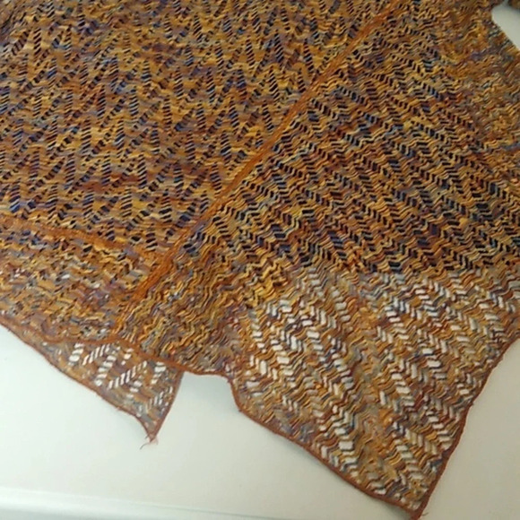 ONE WORLD SHEER CROCHET SHORT SLEEVE OVER TANK TOP,FALL COLORS, TUNIC - Picture 8 of 9